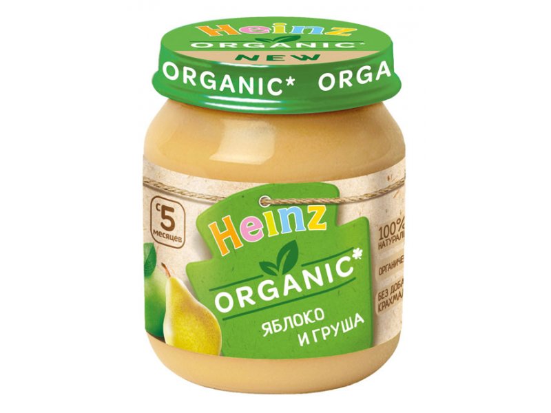 

Пюре Heinz Organic Яблоко, груша 120 г, стекло