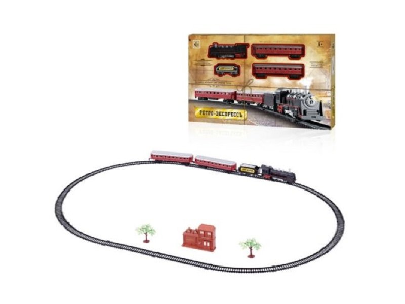

Железная дорога 1Toy Ретро Экспресс, паровоз, 3 вагона, длина путей 103,5*67,5 см, свет/звук, 21 дет