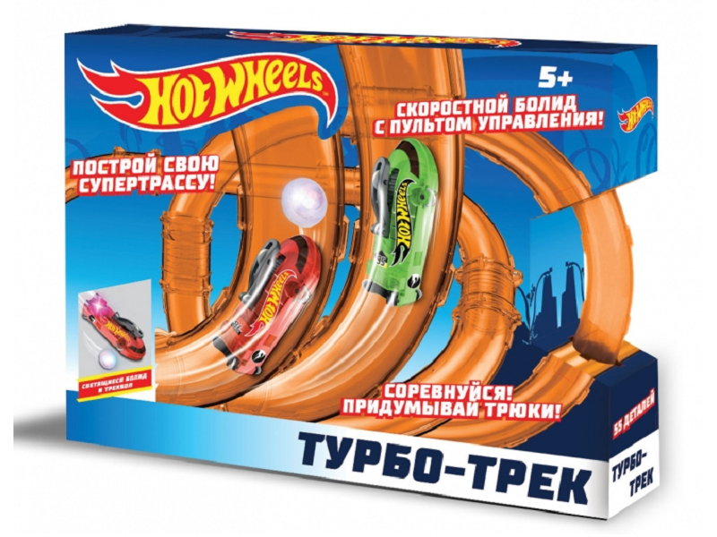 

Игрушка 1Toy Hot Wheels Турбо-трек (55 деталей, ИК управл., 2 болида, со светом)