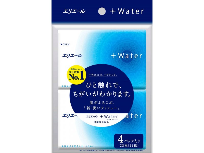

Салфетки Elleair бумажные (платочки) +Water, 4*14 шт.