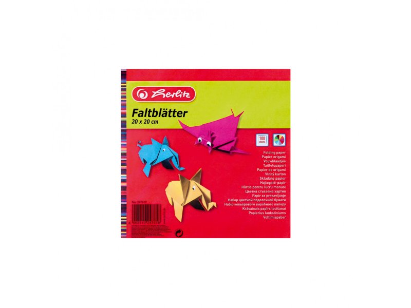 

Бумага Herlitz поделочная, 20х20 см, 100 л., цветная