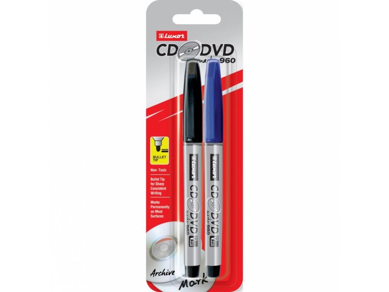 

Маркер Luxor для CD/DVD, 1 мм, 2 шт.