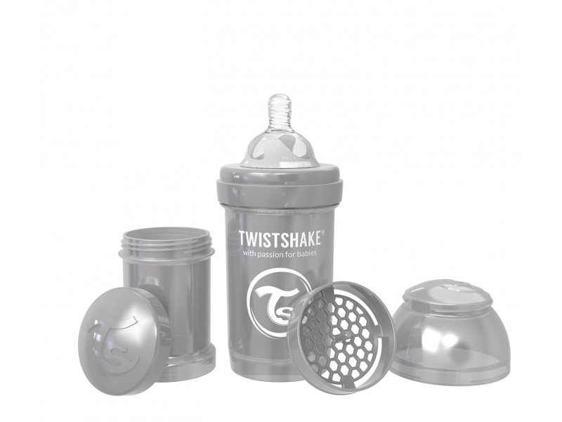 

Бутылочка Twistshake Pearl, антиколиковая для кормления 180 мл серый