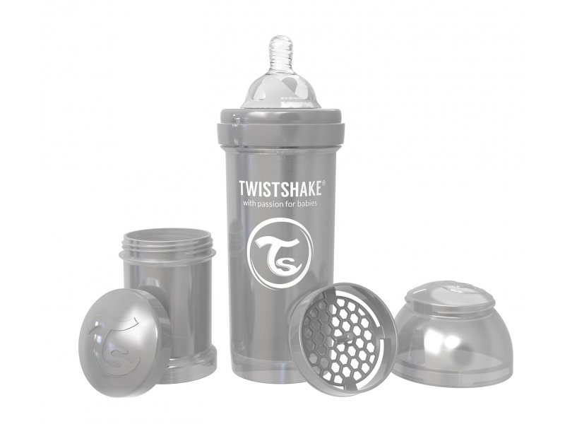 

Бутылочка Twistshake Pearl, антиколиковая для кормления 260 мл серый