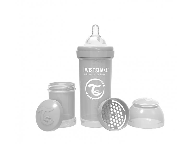 

Бутылочка Twistshake Pastel антиколиковая для кормления 260 мл серый