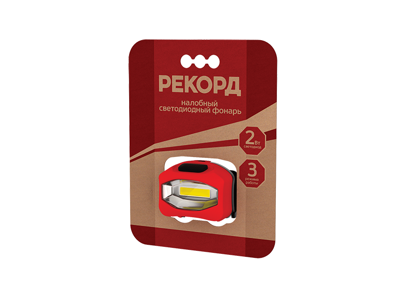 

Фонарь Рекорд SH-350 налобный (3xLR03), рассеянный свет (2W) красный
