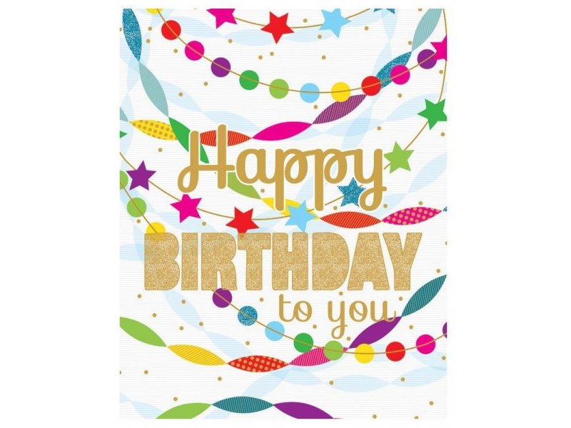 

Пакет подарочный Eureka happy birthbay to you, 18*23*10 см белый