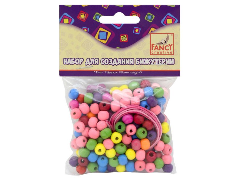 

Набор Fancy Creative д/бижутерии Бижу-7, бусины деревянные 3 5г, шнур 2 шт.*0,8 м