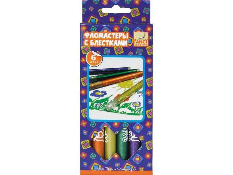

Фломастеры Fancy Creative,чернила с блестками, 6 шт.