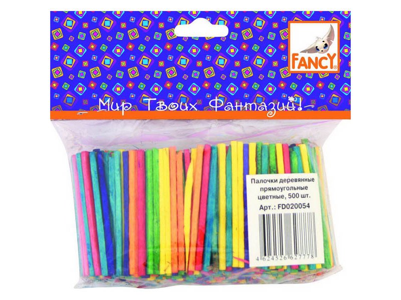 

Палочки Fancy Creative деревянные прямоугольные цветные, 500 шт.