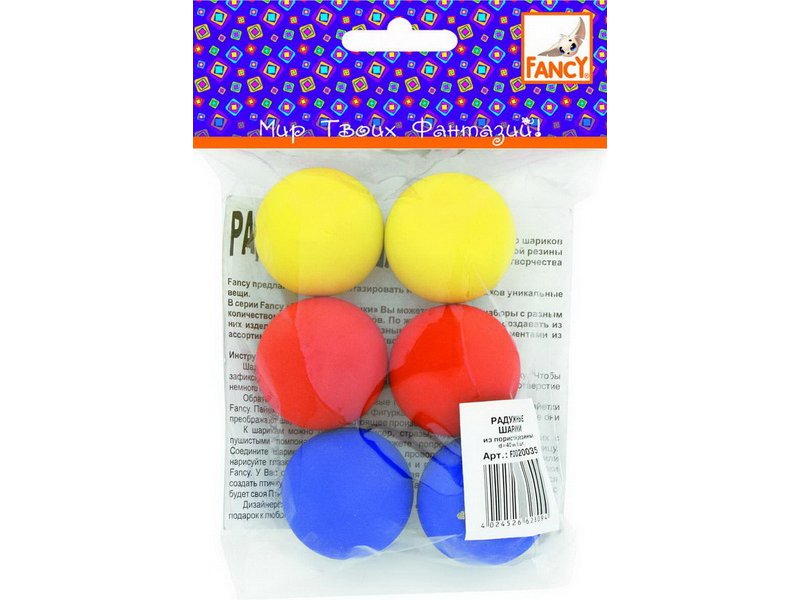 

Шарики Fancy Creative, Радужные из пористой резины, d=40 мм; 6 шт.