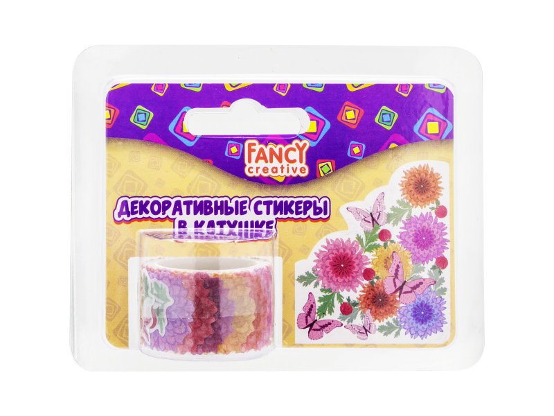 

Стикеры Fancy Creative в катушке декоративные Цветы, рисовая бумага, 50 стикеров