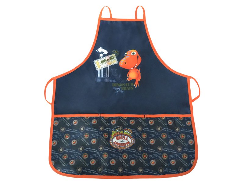 

Фартук Action! для детского творчества с нарукавниками, Поезд динозавров темно-синий