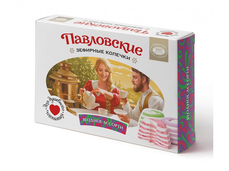 

Колечки зефирные ЭкоПастила Павловские со вкусом ягодного ассорти, 140 г