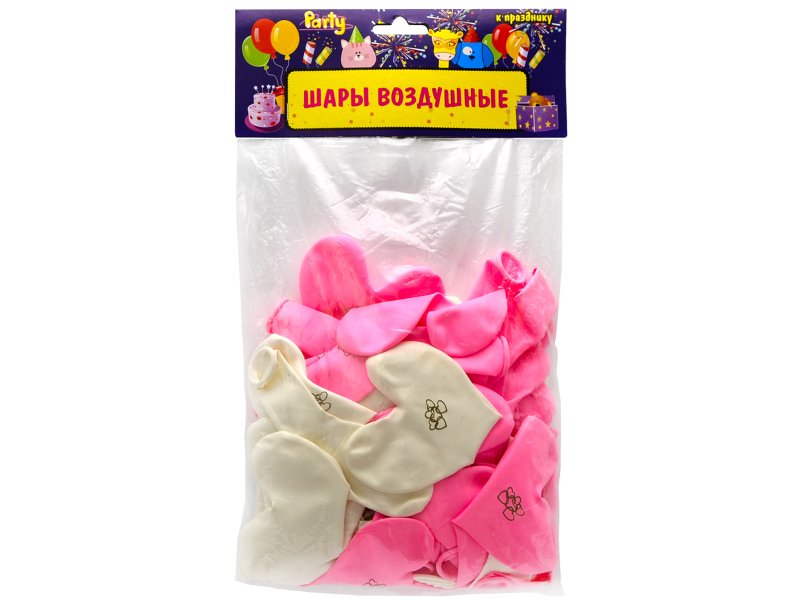 

Шары Action! воздушные сердечки Нежность, розовые и белые, 50 шт.