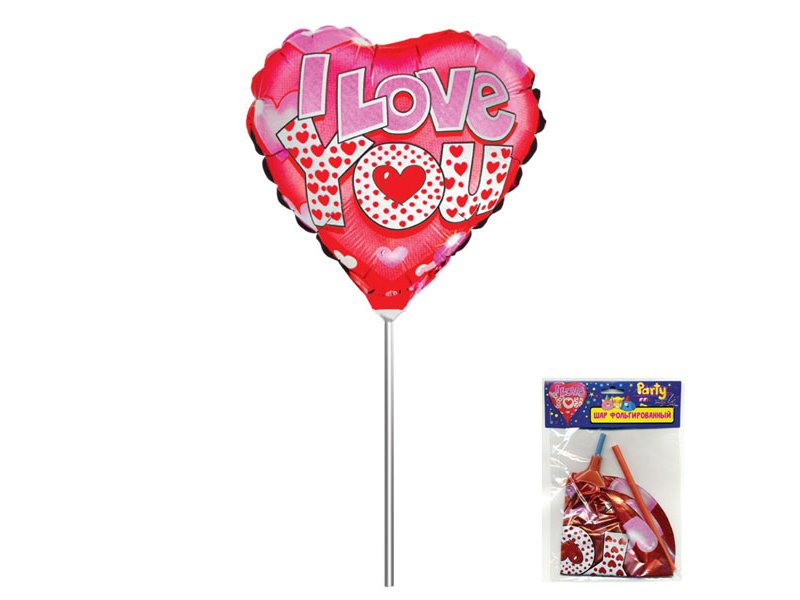 

Шар Action! фольгированный I Love You, сердце, на палочке, 24*26 см