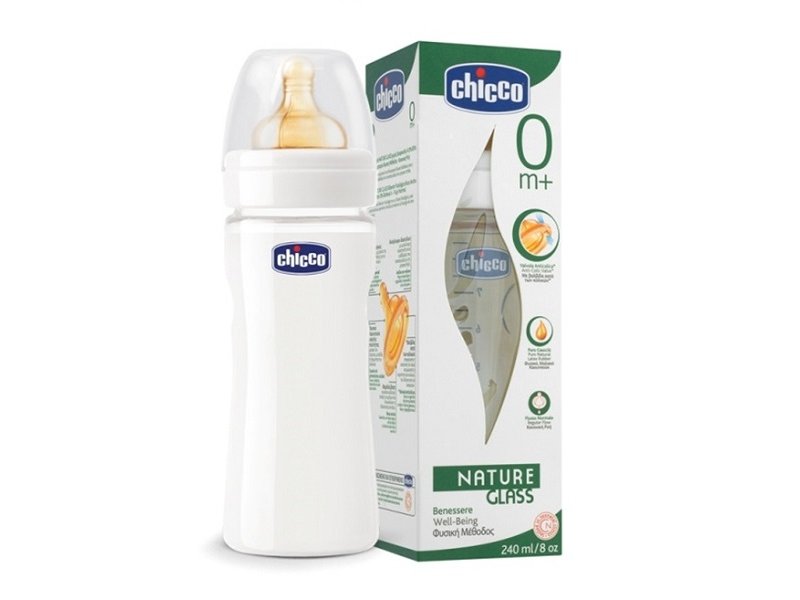 

Бутылочка Chicco стеклянная с латексной соской, 240 мл