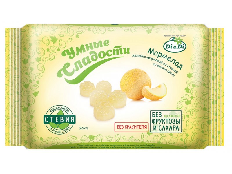 

Мармелад Умные сладости желейно-формовой со вкусом дыни со стевией 200 г
