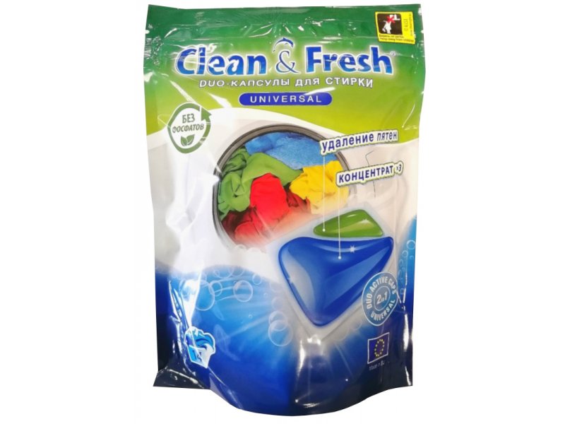 

Duo-капсулы Clean&Fresh для стирки Универсал, 14 шт.