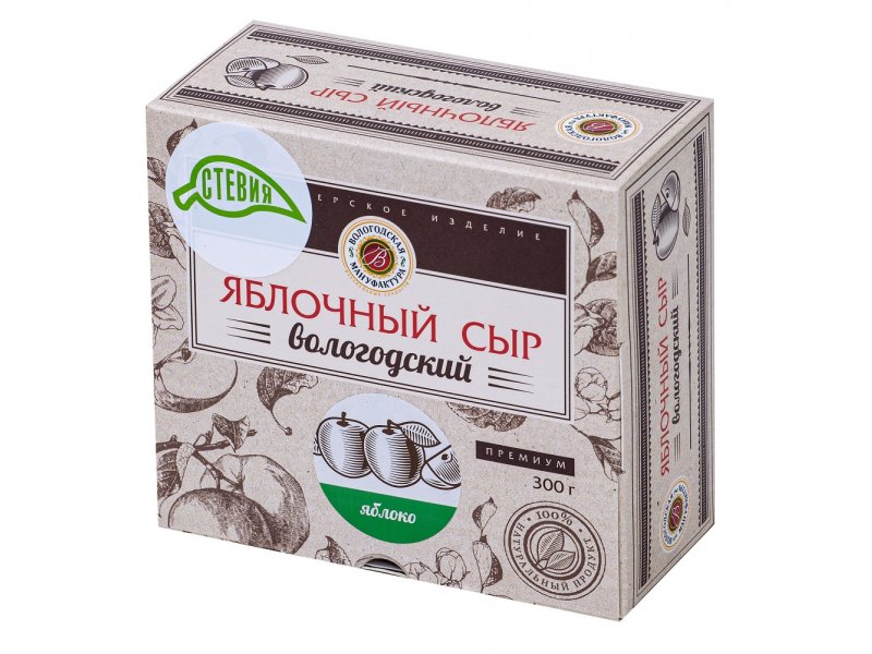 

Десерт Вологодская Мануфактура, Сыр яблочный без сахара со стевией, 300 г