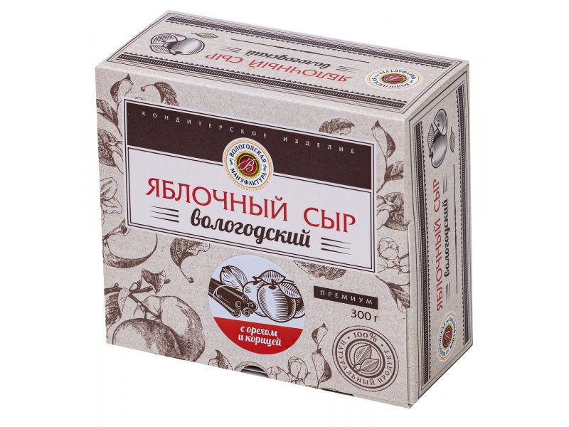 

Десерт Вологодская Мануфактура, Сыр яблочный с грецким орехом и корицей, 300 г