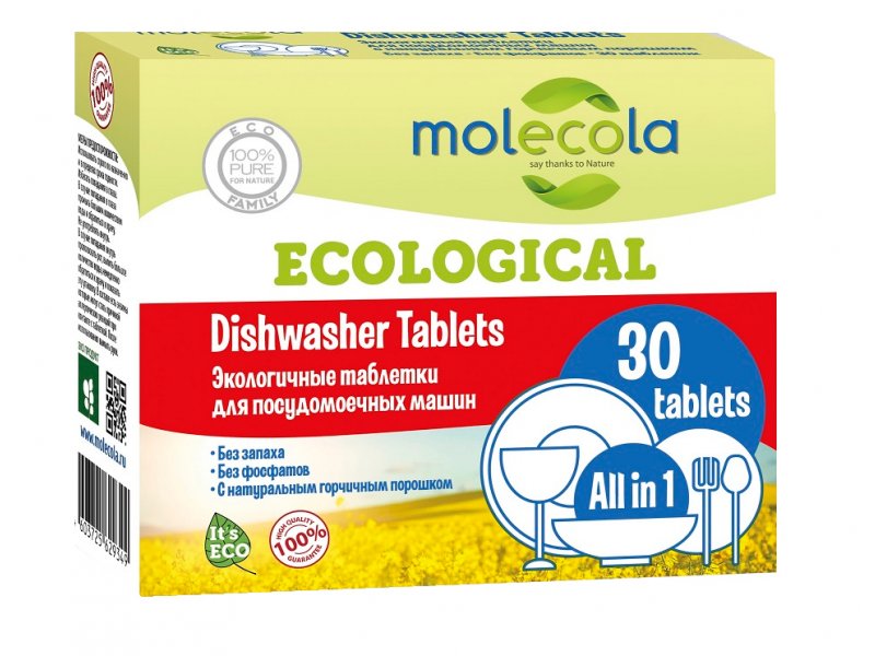 Molecola Таблетки Molecola для посудомоечных машин экологичные 30 шт.