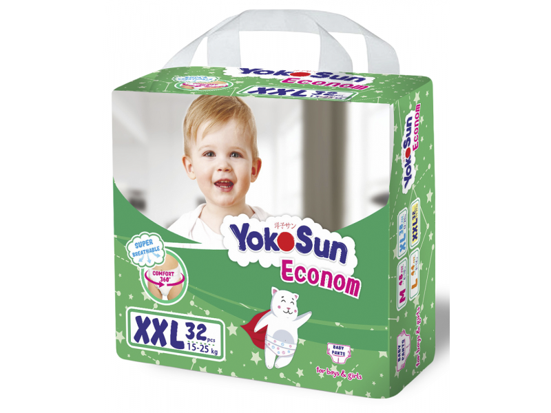 YokoSun Подгузники-трусики детские YokoSun Econom XXL (12-20 кг) 32 шт.