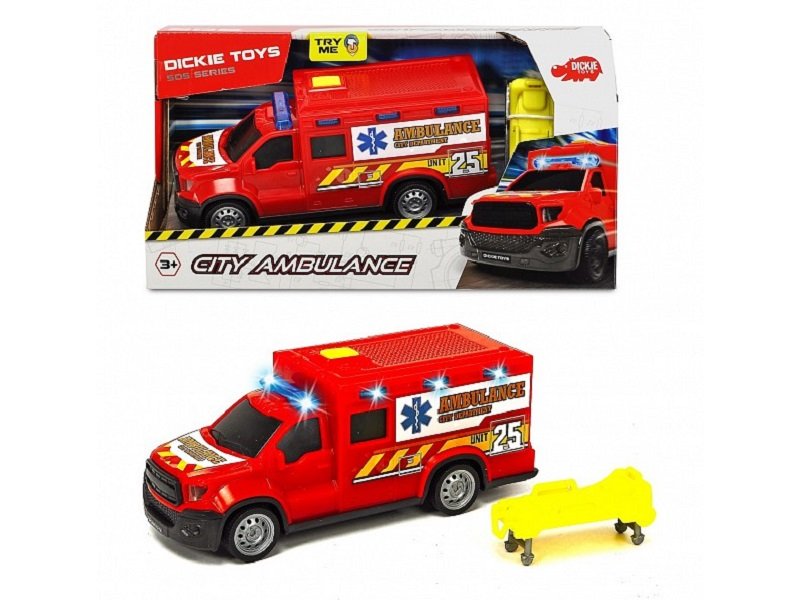 Dickie Toys Игрушка Dickie Toys Машинка скорой помощи с носилками свет/звук 18 см