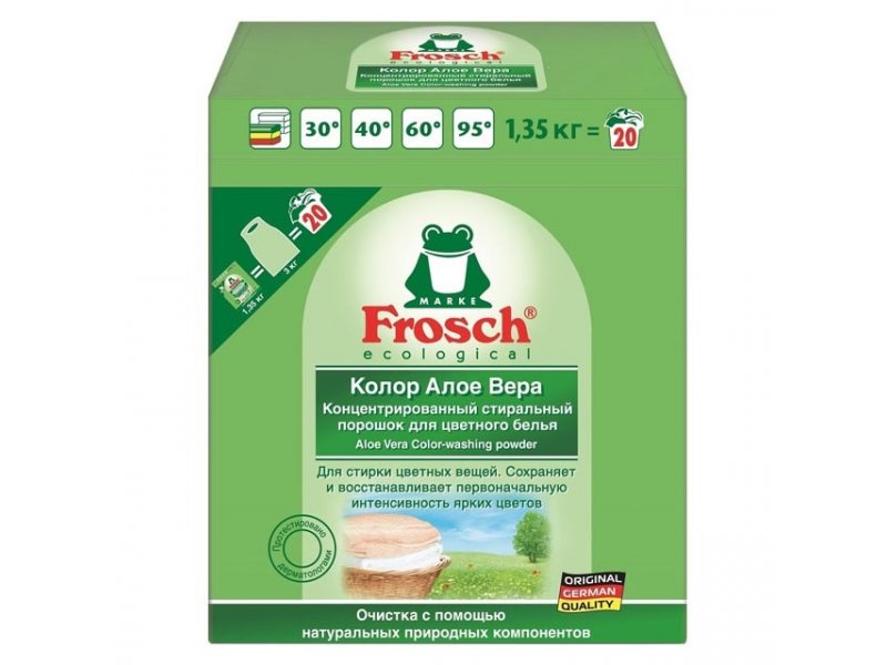 Frosch Порошок стиральный для цветного белья Алоэ Вера Frosh, 1,35 кг