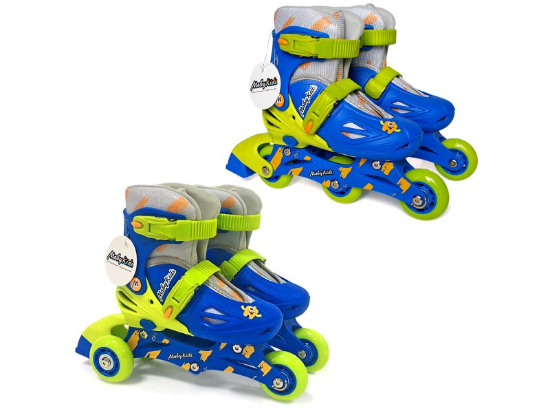 Moby Kids Коньки роликовые Moby Kids 2 в 1 синий/зеленый, 26-29