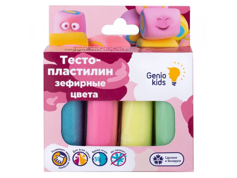 Genio Kids Тесто-пластилин Genio Kids Зефирные цвета, 4 шт. по 30 г