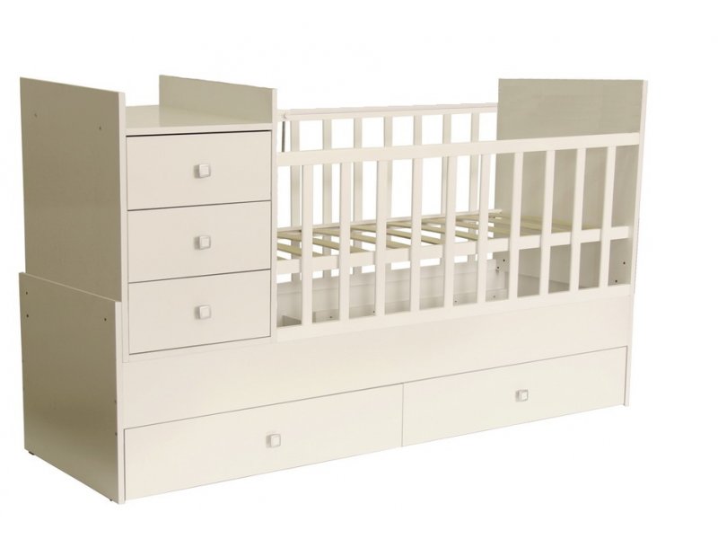 Polini Кроватка детская Polini kids Simple 1000 с комодом слоновая кость