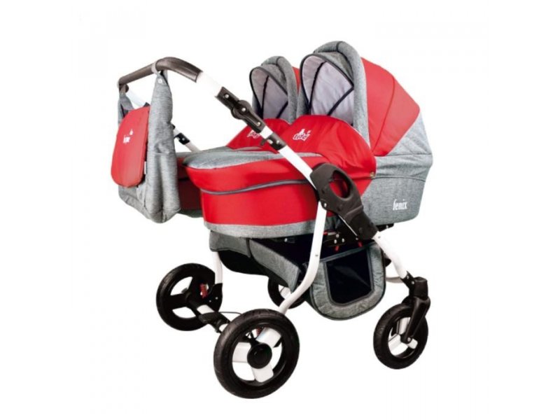 BartPlast Коляска для двойни 2 в 1 BartPlast Fenix Duo графит/красный