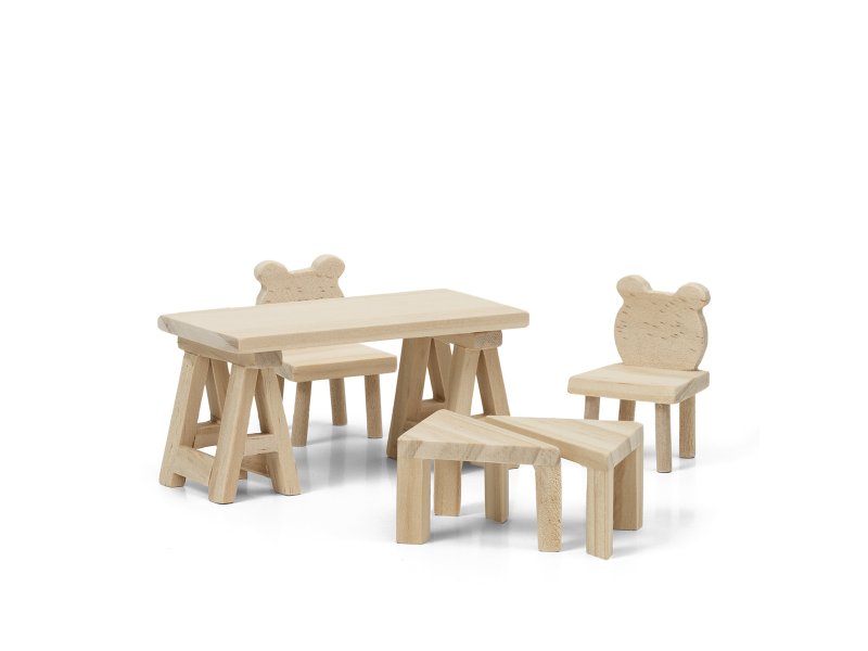 Lundby Набор деревянной мебели для домика Lundby Сделай сам Стол и стулья, 5шт комбинированный