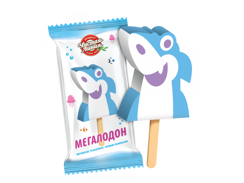 Мороженое Чистая линия Эскимо трехслойное Мегалодон пломбир ванильный 65 г  купить в детском интернет-магазине ВотОнЯ по выгодной цене.