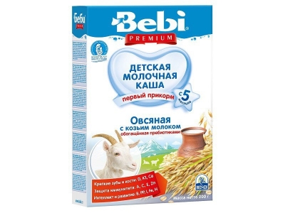 Каша Bebi Premium, овсяная с козьим молоком 200 г 1-00089929_1