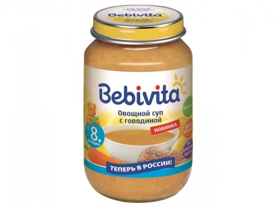 Суп Bebivita Овощной с говядиной 190 г 1-00092728_1