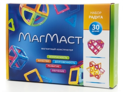 Конструктор МагМастер магнитный Радуга, 30 дет. 1-00102372_1