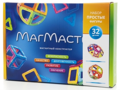 Конструктор МагМастер магнитный Простые фигуры, 32 дет. 1-00102374_1