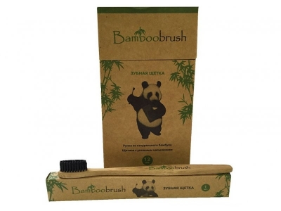 Зубная щетка Bamboobrush, из бамбука, щетина с угольным напыл., средняя 1-00102516_1
