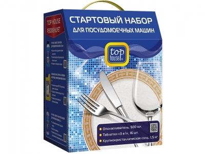 Набор для посудомоечной машины Top House (таблетки 3 в 1, ополаскиватель 500 мл, соль 1,5 кг) 1-00109134_1