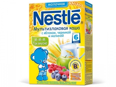Каша Nestle, молочная мультизлаковая с яблоком черникой и малиной, 250 г 1-00054071_1
