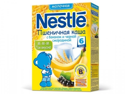 Каша Nestle, молочная пшеничная с бананом и черной смородиной, 250 г 1-00054074_1