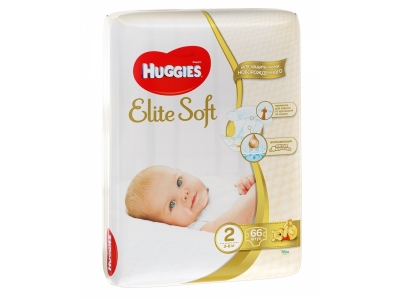 Подгузники Huggies Elite Soft, 2 3-6 кг, 66 шт. 1-00007157_1