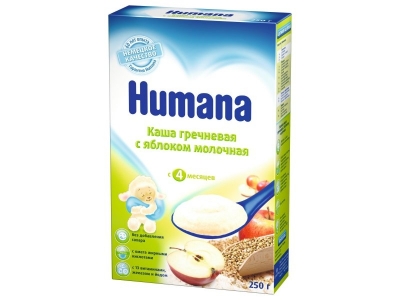 Каша Humana, молочная гречневая с яблоком 250 г 1-00011029_1