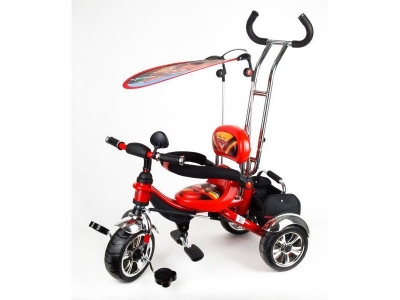 Велосипед Disney, 3-х колесный Тачки с ручкой, пласт. кол, красный 1-00006110_1