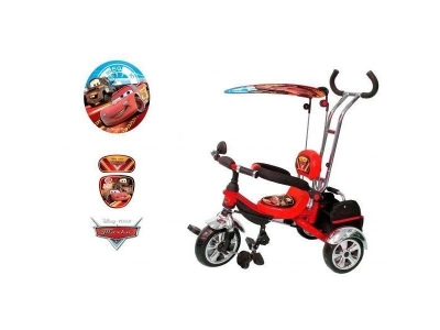 Велосипед Disney, 3-х колесный Тачки с ручкой, пласт. кол, красный 1-00006110_2