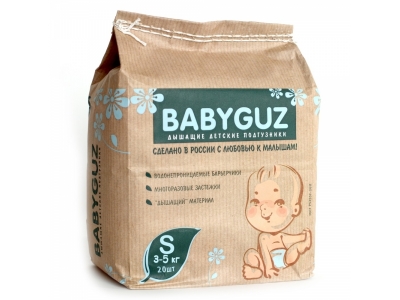 Подгузники BabyGuz, S, 3-5 кг, 20 шт. 1-00152173_1