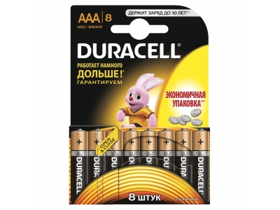 Батарейки алкалиновые Duracell LR03 ААA  8 шт. 1-00156511_1