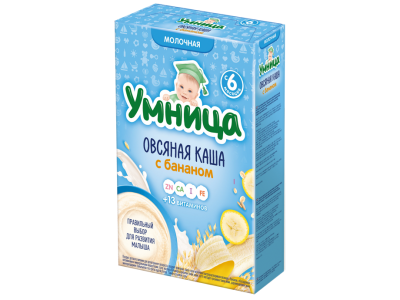 Каша Умница, молочная Овсяная с бананом 200 г 1-00119930_1